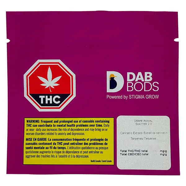 Image for Grape Animal Shatter 2.0, cannabis shatter, wax by Dab Bods