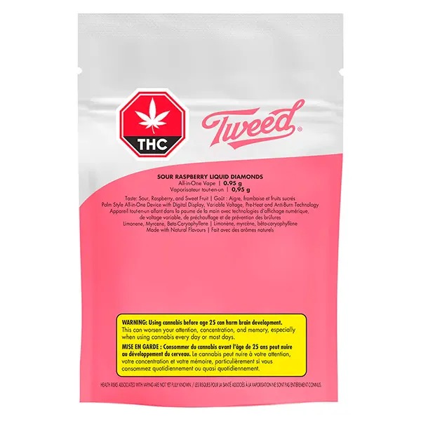 Sour Raspberry Liquid Diamonds AIO (Disposable Vapes) by Tweed