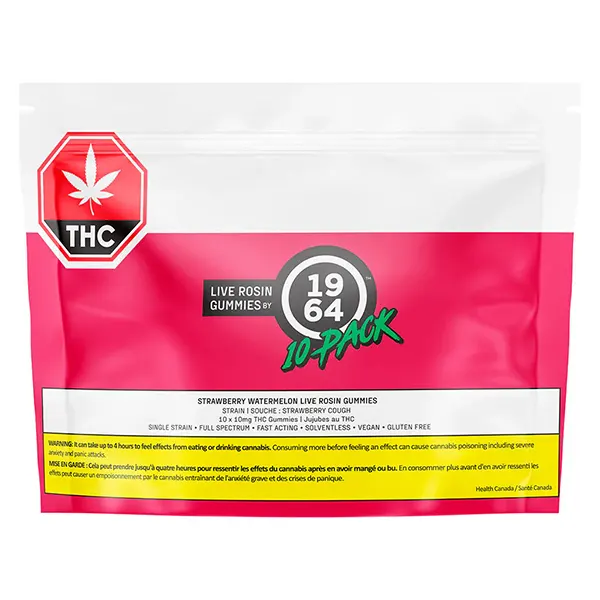 Image for Strawberry Watermelon Live Rosin Gummies, cannabis edibles by 1964