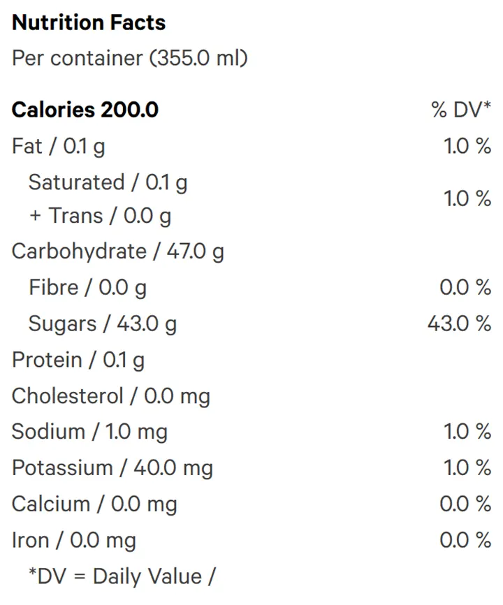 Nutrition Information for Blue Razz Lemonade 4pk (Beverages) by XMG