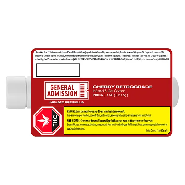 Image for Cherry Retrograde Infused Pre-Roll, cannabis all products by General Admission