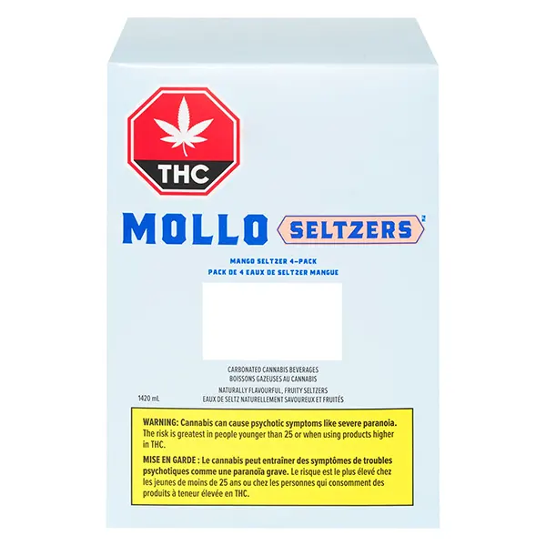Image for Mango Seltzer 4pk, cannabis beverages by Mollo
