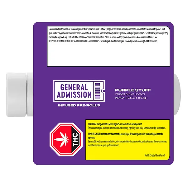 Image for Purple Stuff Infused Pre-Roll, cannabis pre-rolls by General Admission