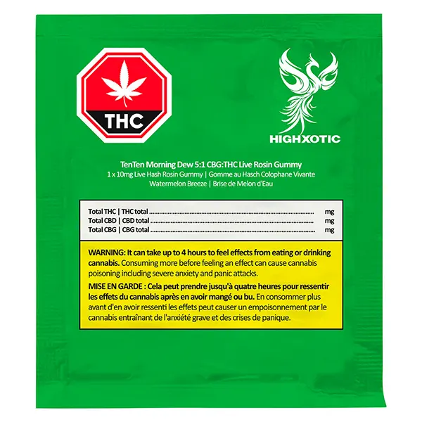 Image for TenTen Morning Dew 5:1 CBG:THC Live Rosin Gummy, cannabis all products by HighXotic
