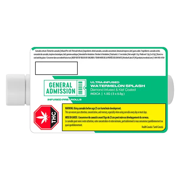 Image for Watermelon Splash Diamond Infused Pre-Roll, cannabis pre-rolls by General Admission