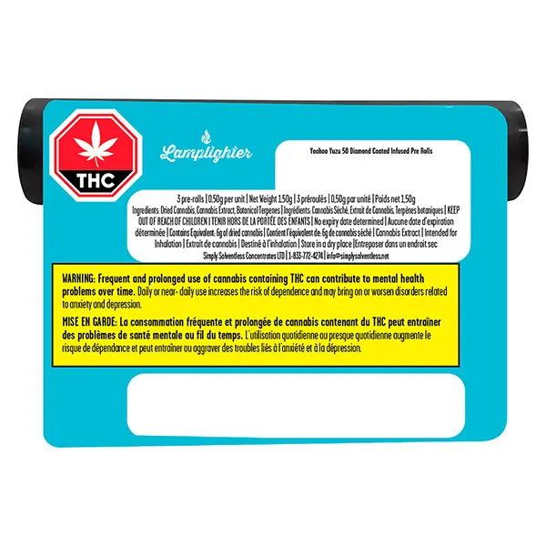 Image for Yoohoo Yuzu 50 Diamond Coated Infused Pre-Roll, cannabis all products by Lamplighter
