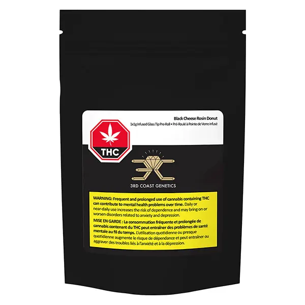 Image for Black Cheese Rosin Donut Glass Tip Pre-Roll, cannabis all products by 3rd Coast Genetics