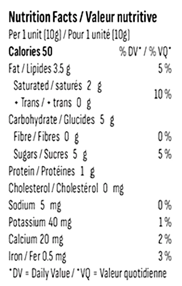 Nutrition Information for 1:1 Mochaccino Milk Chocolate (Edibles) by Bhang