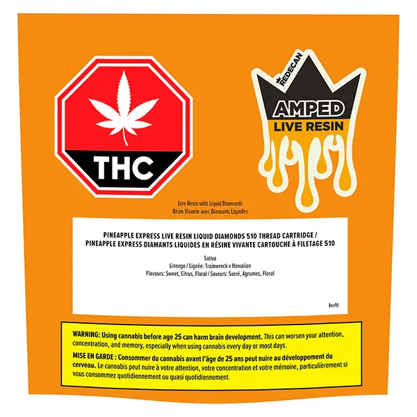 Image for Amped Live Resin Pineapple Express 510 Thread Cartridge, cannabis vapes by Redecan