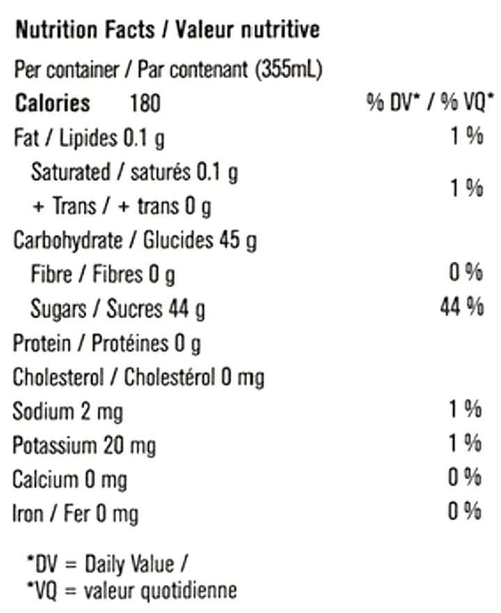 Nutrition Information for Berry Lemonade 4pk (Beverages) by M&ast;ry Jones