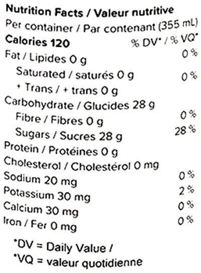 Nutrition Information for Citrus Punch (Beverages) by Punchy's