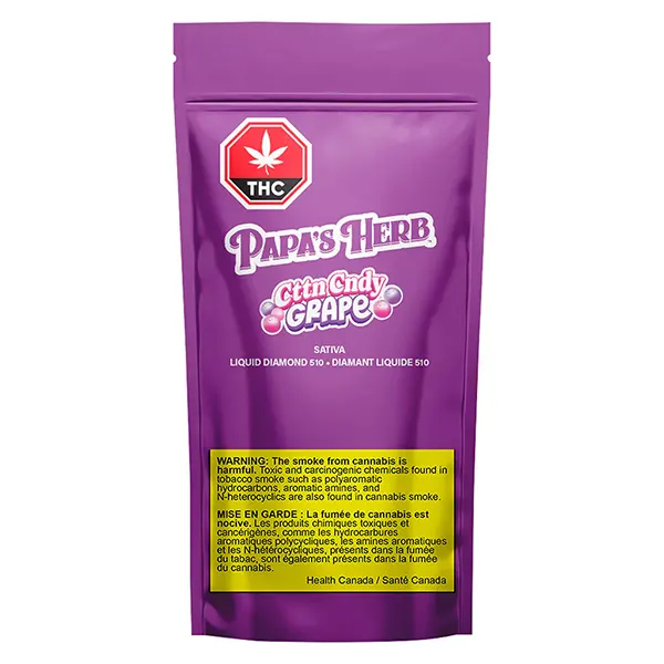 Image for CttnCndy Grape 95+Liquid Diamond 510 Thread Cartridge, cannabis all products by Papa's Herb