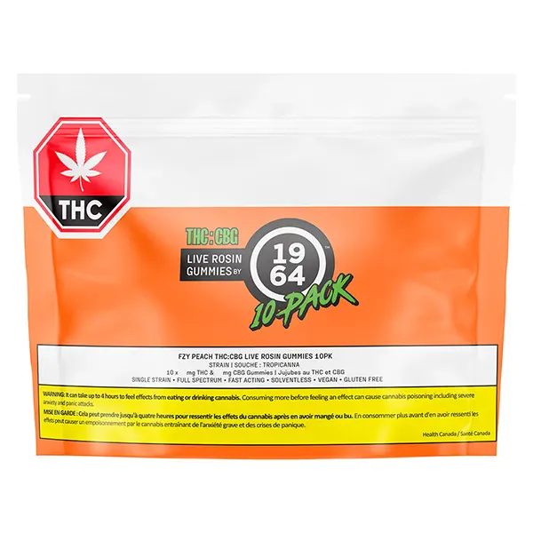 Image for Fzy Peach THC:CBG Live Rosin Gummies, cannabis all products by 1964