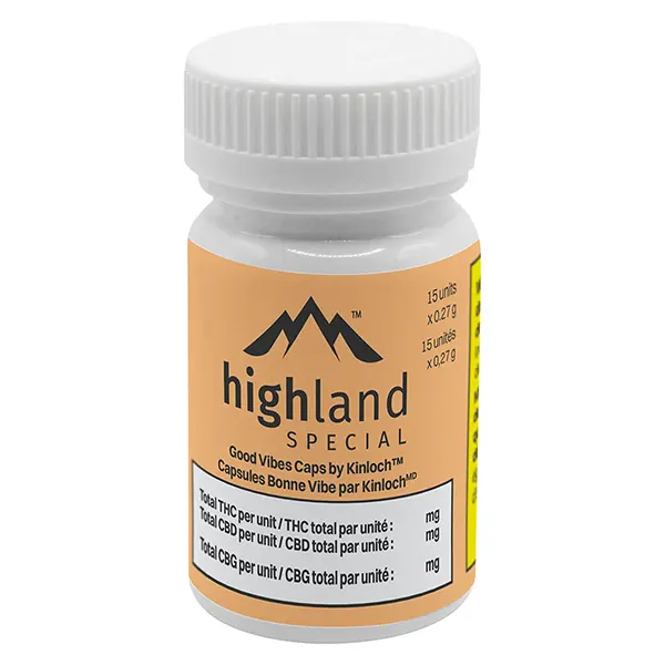 Image for Good Vibes Terpene Enhanced Softgel by Kinloch, cannabis capsules, softgels by Highland Special