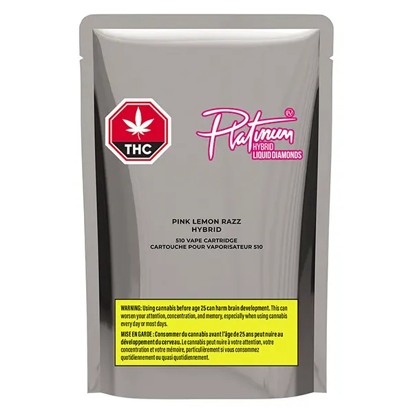 Image for Pink Lemon Razz Liquid Diamond 510 Thread Cartridge, cannabis vapes by Platinum