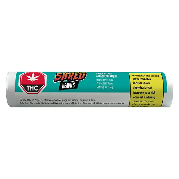 Image for Shark Attack Heavies Diamond & Disty Infused Pre-Roll, cannabis pre-rolls by Shred