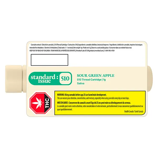 Image for Sour Green Apple 510 Thread Cartridge, cannabis vapes by Standard Issue