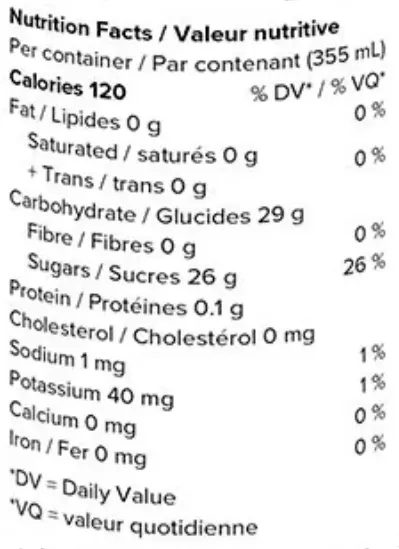 Nutrition Information for Sweet Pucker (Beverages) by XMG