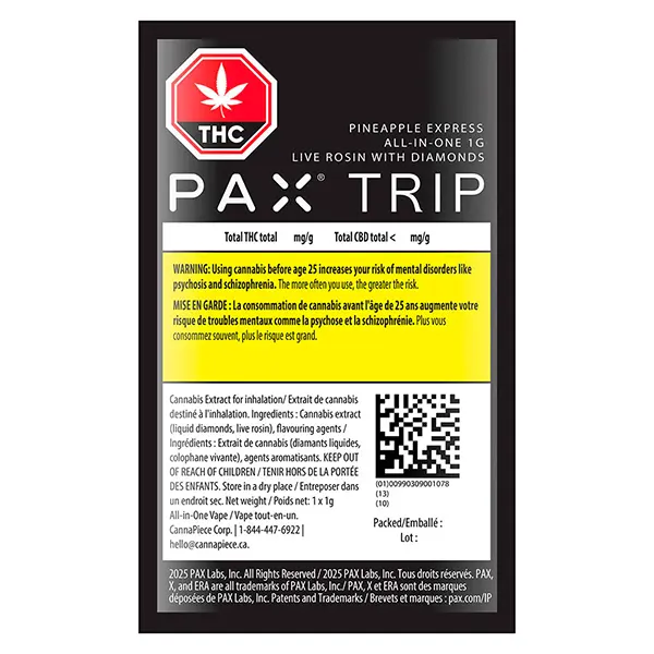Image for Trip- Pineapple Express- All in One Live Rosin with Diamonds, cannabis vapes by PAX Labs