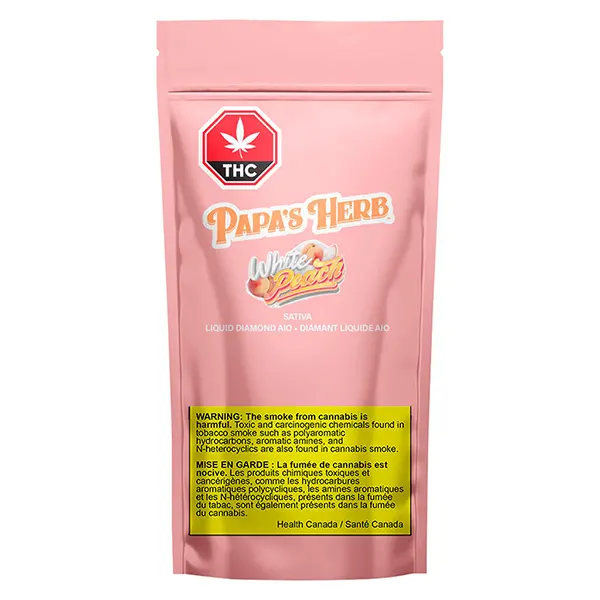 Image for White Peach 95+ Liquid Diamond AIO, cannabis vapes by Papa's Herb