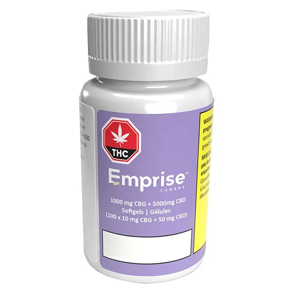 Image for 1000 CBG + 5000 CBD Softgels 10 CBG + 50 CBD, cannabis capsules, softgels by Emprise
