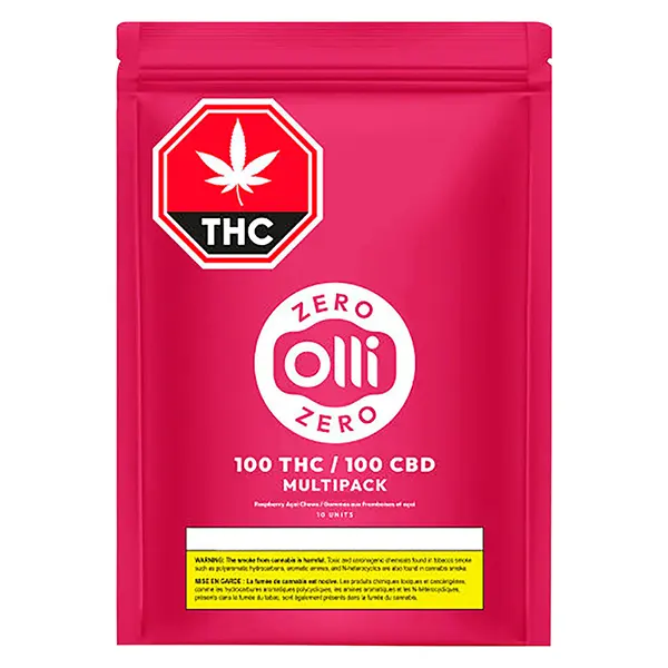 Image for 100 THC 100 CBD Multipack Raspberry Acai Soft Chews, cannabis all products by Olli Brands