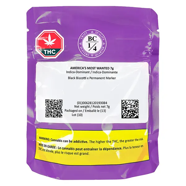 Image for America's Most Wanted, cannabis dried flower by BC 1/4