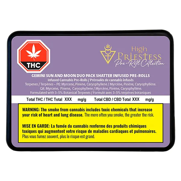 Image for Gemini Sun and Moon Duo Pack Shatter Infused Pre-Roll, cannabis all products by High Priestess