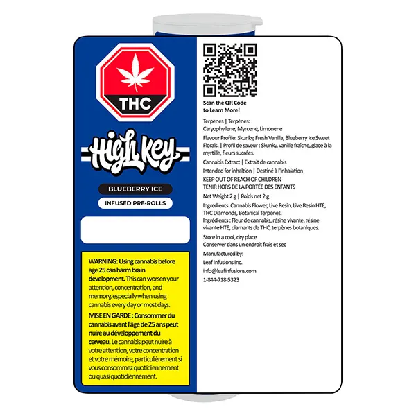 Image for Blueberry Ice Triple Infused Pre-Roll, cannabis all products by High Key