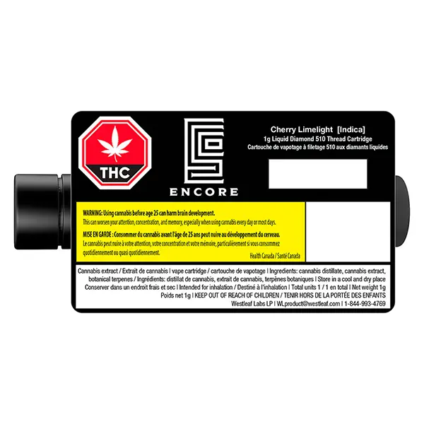 Image for Cherry Limelight Liquid Diamond 510 Thread Cartridge, cannabis vapes by Encore Supply Co