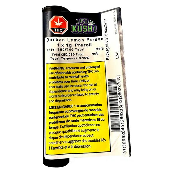 Durban Lemon Poison Pre-Roll (Pre-Rolls) by Just Kush