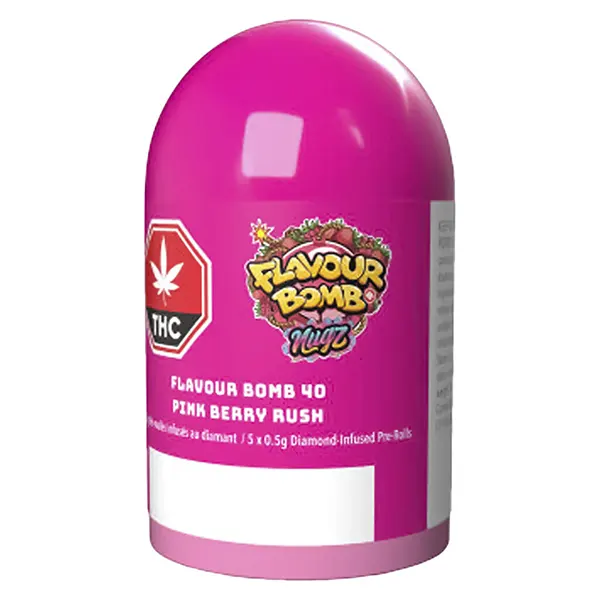 Image for Flavour Bomb 40 Pink Berry Rush Diamond Infused Pre-Roll, cannabis pre-rolls by Nugz