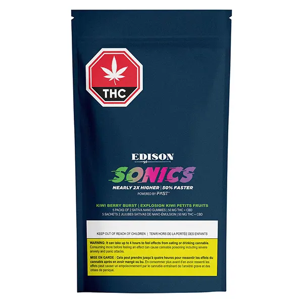 Image for Kiwi Berry Burst Multi-pack 50 THC:CBD Gummies, cannabis edibles by Edison Sonics