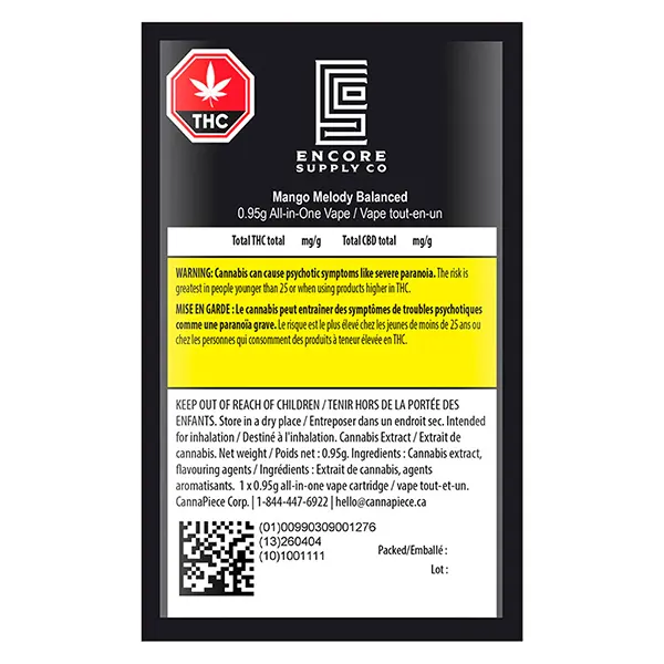 Image for Mango Melody Balanced AIO, cannabis vapes by Encore Supply Co