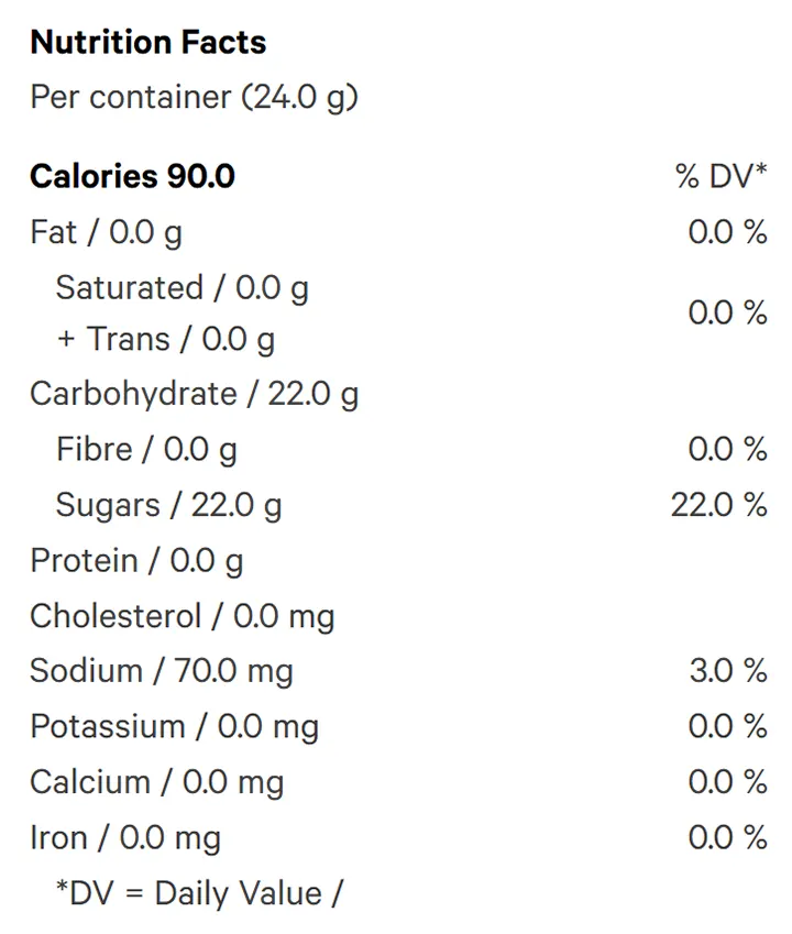 Nutrition Information for Orange 10 THC Instant Drink (Beverages) by Emprise
