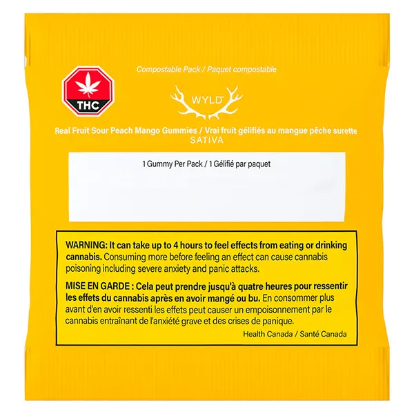 Image for Real Fruit Sour Peach Mango Gummies SATIVA, cannabis edibles by WYLD