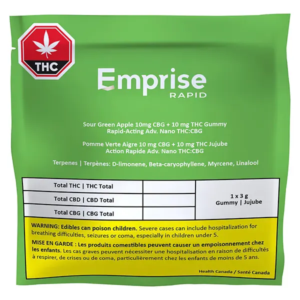 Image for Sour Green Apple 10 CBG + 10 THC Gummy, cannabis all products by Emprise