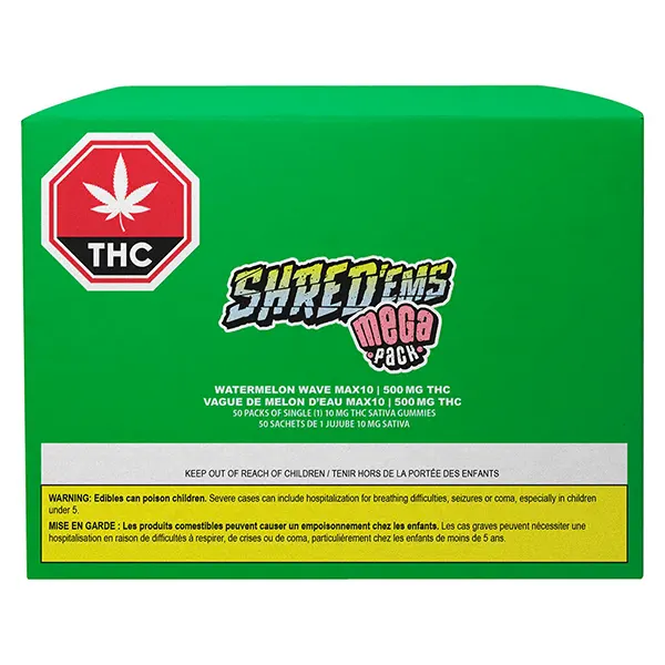 Image for Watermelon Wave MAX10 Mega Pack 500 THC Gummies, cannabis all products by Shred'ems