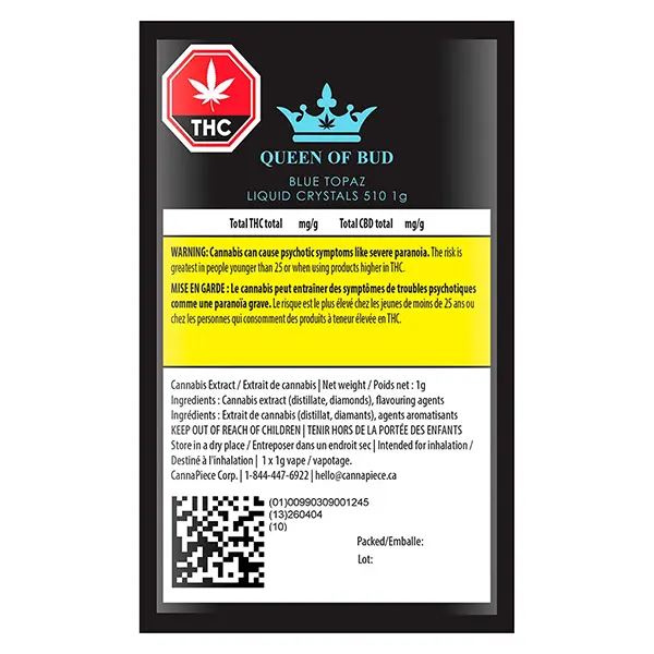 Image for Blue Topaz Liquid Crystals 510 Thread Cartridge, cannabis all products by Queen of Bud