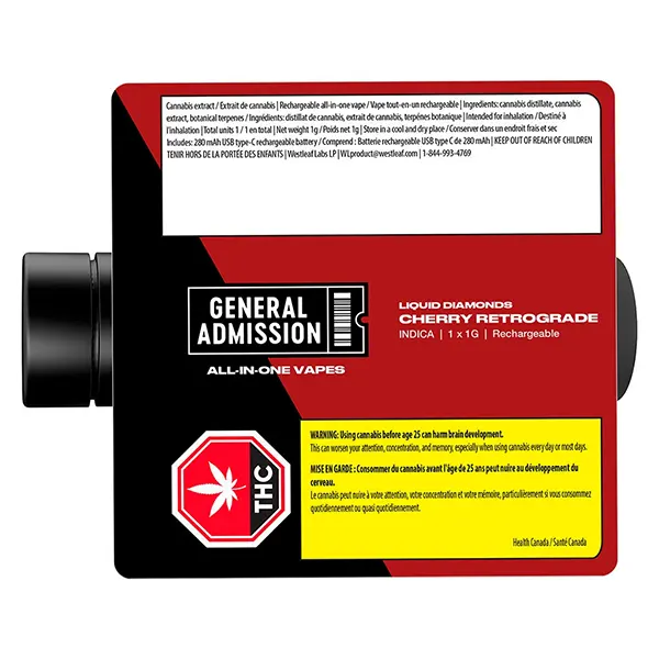 Image for Cherry Retrograde Liquid Diamond All-In-One Vape, cannabis all products by General Admission