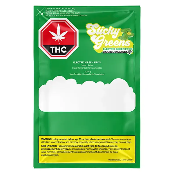 Image for Electric Green Frog Liquid Diamonds 97+ 510 Thread Cartridge, cannabis vapes by Sticky Greens