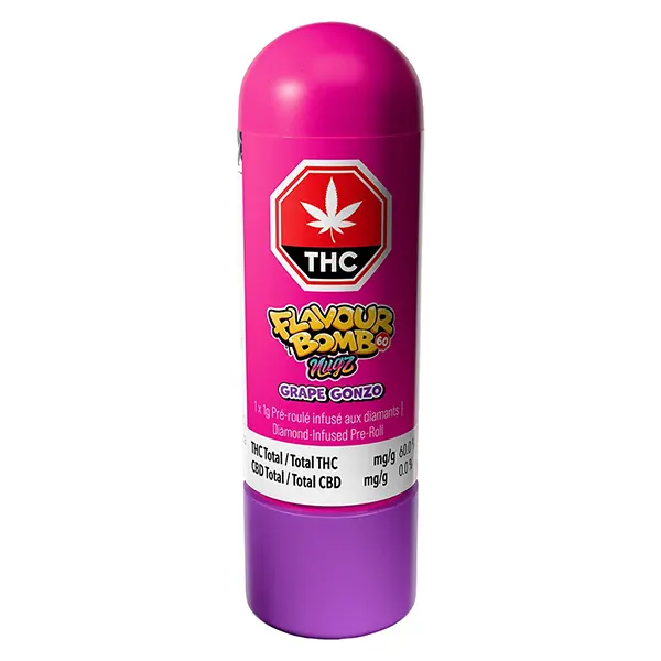Image for Flavour Bomb 60 Grape Gonzo Diamond Infused Pre-Roll, cannabis all products by Nugz