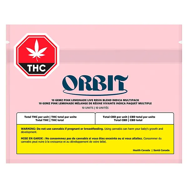 Image for 10 Gemz Pink Lemonade Live Resin Blend Indica Multipack, cannabis edibles by Orbit