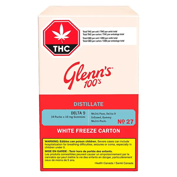 Image for No.27 100's Distillate Delta 9 - White Freeze Carton, cannabis all products by Glenn's