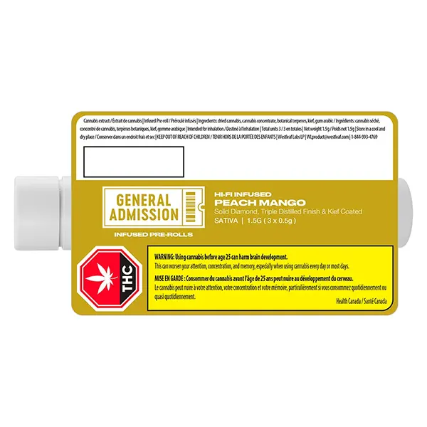 Image for Peach Mango Hi-Fi Infused Pre-Roll, cannabis all products by General Admission