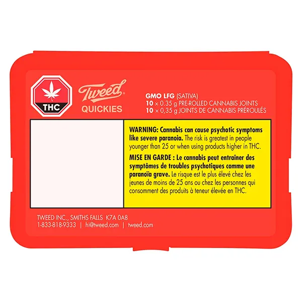 Image for Quickies GMO LFG Pre-roll, cannabis pre-rolls by Tweed