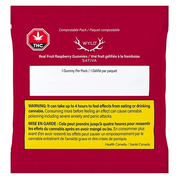Image for Real Fruit Raspberry Gummies SATIVA, cannabis edibles by WYLD