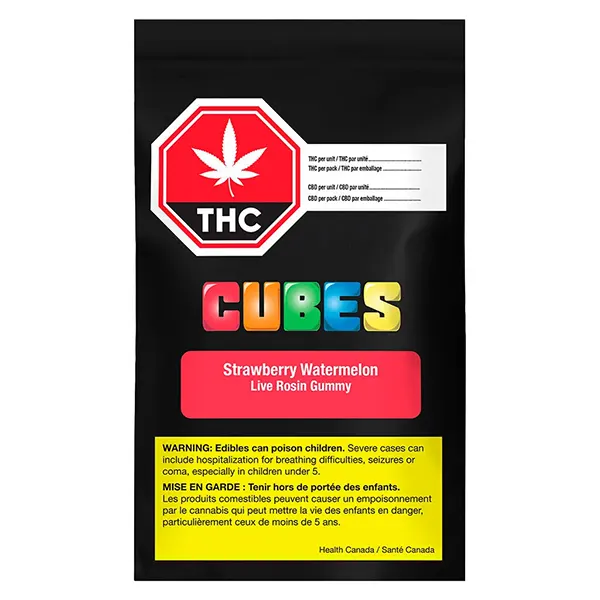 Image for Strawberry Watermelon Live Rosin Gummy, cannabis edibles by Cubes