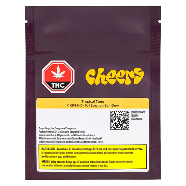 Image for Tropical Tang 1:1 CBG:THC FSO Soft Chews, cannabis all products by Cheers Cannabis