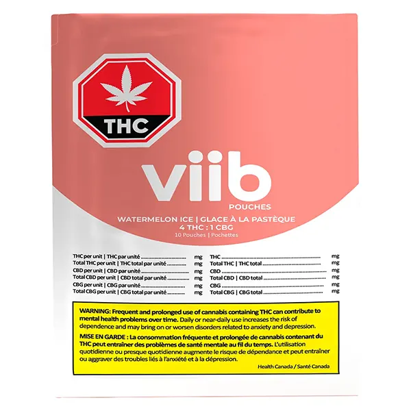 Image for Watermelon Ice 4 THC: 1 CBG Oral Pouches, cannabis capsules, softgels by Viib